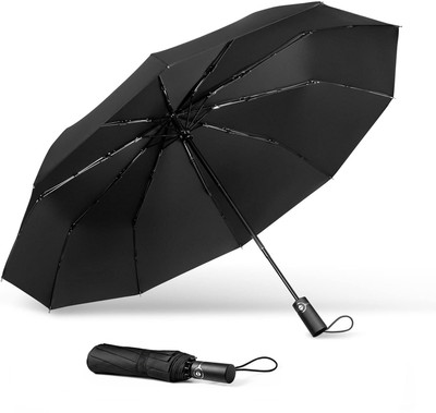 HSR Windproof Umbrella,Ladies Auto Open Close Strong Wind Proof Rain Proof Umbrella(Black)