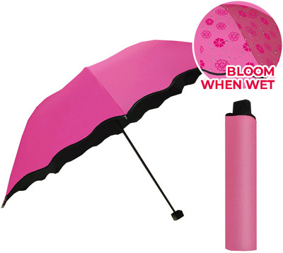 INFISPACE Umbrella 23 Inch Large Size 3-Fold Umbrella,Magenta Color For Sun & Rain Umbrella(Red)