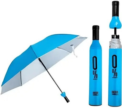 Ladhani Double Layer Umbrella with Wine Bottle Plastic Umbrella(Blue)