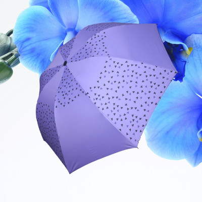 KEKEMI 3 Fold Manual Print Sun & Rain Umbrella(Purple)