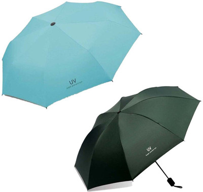 KEKEMI UMB031C_10 3 fold Manual UV Plain Sun & Rain Umbrella Umbrella(Blue, Green)