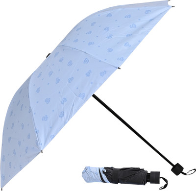 Umbrella mart 3 Fold Digital Printed Rain Sun & UV Rays Protective Manual Open Umbrella(Blue)