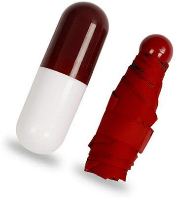 EUHOMI Space-Saving Capsule Shape Mini Travel Umbrella Foldable (UV Proof Windproof) Umbrella(Red)