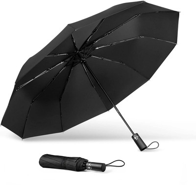 KeepCart Windproof Compact Stick Umbrella for Rain Umbrella(Black)