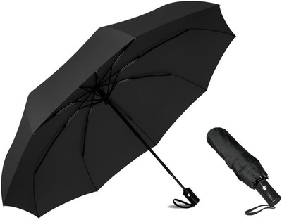 LUHI UV Protection Coated Umbrella for Men,Women Big Size 3 Fold Auto Open Close Umbrella(Black)