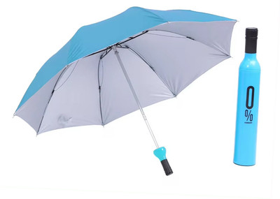 RECTITUDE Top Quality Best Folding Umbrella Sunshade Wine Bottle Appearance Convenient Umbrella(Blue)