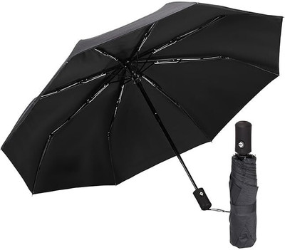 RAGHUNANDAN ENTERPRISE 3-Fold Travel Umbrella - Auto Open/Close, Large Canopy Ideal for Men & Women Umbrella(Black)