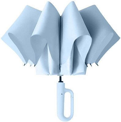 ginnu UV Umbrella with Carabiner Handle, Compact Windproof Auto Open/Close Umbrella(Blue)