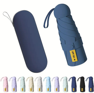 Ozoy Mini Capsule Folding Compact & Lightweight UV & Water Protection Travel Umbrella(Blue, Bronze)