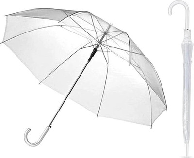 Urvi URUG_Stylish Premium Clear Umbrella Transparent Auto Open Large Stick Windproof Umbrella(Transparent)