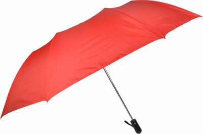 Fendo Large 2 Fold 27 Inch Monsoon UV Protection For Men,Boys Umbrella(Red, Silver)