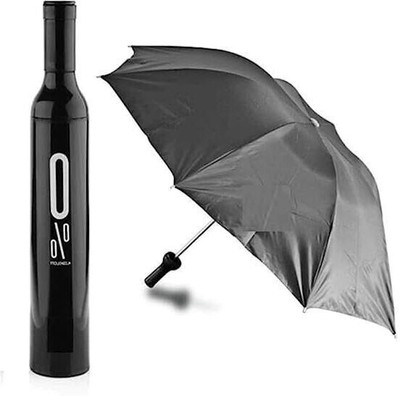 HomCartell 21 INCH Windproof Double Layer Umbrella with Bottle Cover Umbrella for Rain Umbrella(Black)