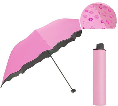 RTEX 3fold Fancy Magic Umbrella Changing Secret Blossoms Occur with Water Magic Print Umbrella(Pink)