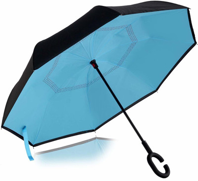 VVG TRADERS Double Layer Automatic Inverted Reversible No Drip Umbrella with C Shape Handle (Multicolor) Umbrella(Multicolor, Blue, Black, Pink)