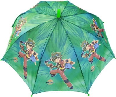 Rainpopson Cartoon Print Automatic Open Kids Umbrella 3 Year (j92) Umbrella(Green)