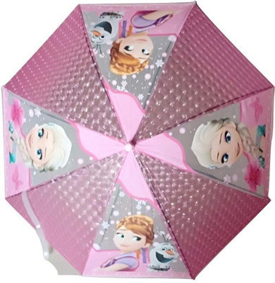 MG Tranding Pink 3D PVC Princess Umbrella with Whistle Umbrella(Pink)