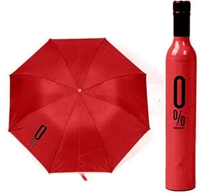 XBEY 1Pc Bottle Umbrella - Unisex Windproof UV and Rain Protection Double Layer Fold Umbrella(Red)