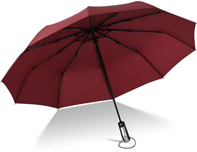 Star Work AUTO OPEN & CLOSE ROUND HANDLE UMBRELLA (RED PACK OF 1) Umbrella(Red)