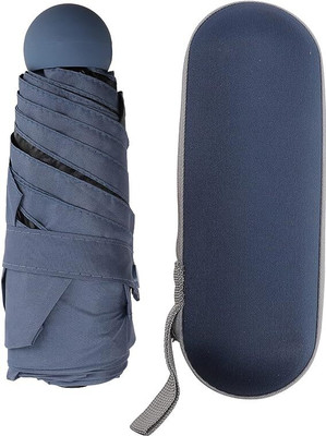 AlexVyan Mini Umbrella & Case (Manual Open) 6 Frame Use in Rain & Summer. UV Protection Umbrella(Blue)
