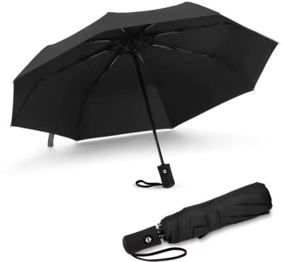 R-RGK Fold Umbrella- Automatic Umbrella with Sturdy 8 Ribs for Rainy Umbrella(Black)