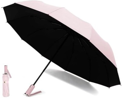 QARB 1Pc Umbrella for Women, Men, Boys, Girls | Auto Open Close Big Size 3 Fold Umbrella(Pink)