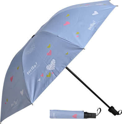 Umbrella mart 3 Fold Printed Rain Sun & UV Rays Protective Double Coated Manual Open Umbrella(Multicolor)