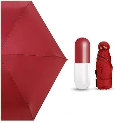 V21 Capsule Folding Umbrella Compact UV & Rain Protection Umbrella(Maroon)
