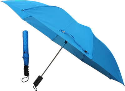 NIRMATSARAY 2 Fold Auto Open UV Protection 8 Dual Ribs Windproof & Waterproof Umbrella(Blue)
