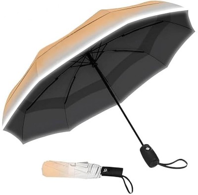 Bravo Bells Umbrella for women man 3 fold Auto Open Close Portable Umbrella Travel rain UV Umbrella(Brown, Grey)