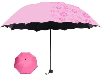 NIRMATSARAY 3 Fold Travel Compact Umbrella for Men And Women use in Rain And Sunlight Umbrella(Pink)
