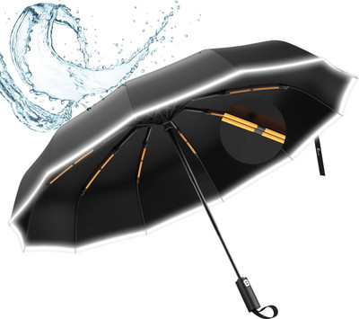 Anycho 40 Inch Reflective Stripe Small Umbrella for Men with Auto Open and Close Umbrella(Black)