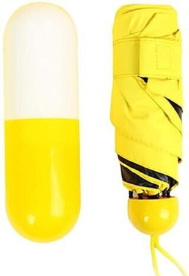 Jenienterprisee 5 Folding Compact Pocket Capsule Umbrella Umbrella(Yellow)