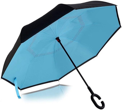 BIYALI C-Shaped Handle Double Layer Inverted Reversible Big size Umbrella (Multicolor) Umbrella(Multicolor)
