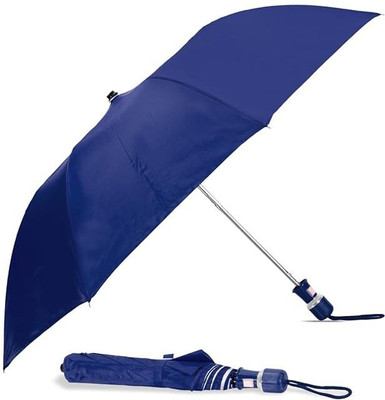 Btag Round Handle 2 Fold Small size Portable Auto Open Umbrella n\Navy-Blue Umbrella(Blue)
