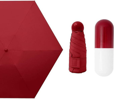 UNIQ Portable Mini Umbrella for Sun Protection, Rain | Foldable Pocket Capsule Umbrella(Maroon)