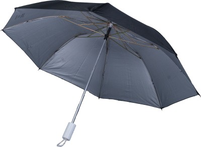 ASHOKA 2 fold Manual Open Polyester Men/Women UV Protection Monsoon/Rainy& Sun Umbrella Umbrella(Black)