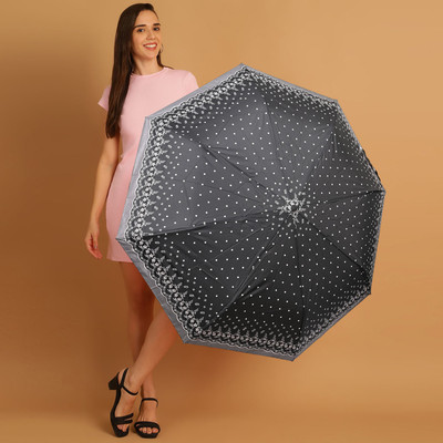 Flipkart SmartBuy 3 Fold Printed Rain and Sun Protective Button Open Umbrella(Black, White)