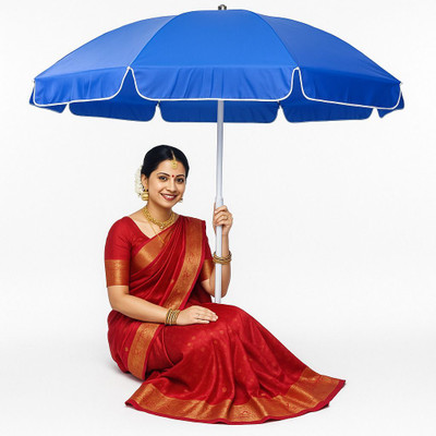 Rainpopson UV Protection With Stand 7Ft Umbrella Heavy Duty Strong Pole Umbrella(Blue)