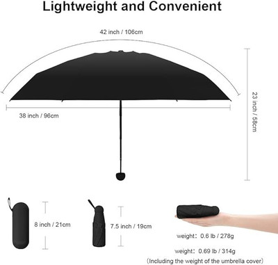 Owme UV Protection Coated with 3 Fold Auto Chatri for Monsoon & Summer Umbrella(Black)