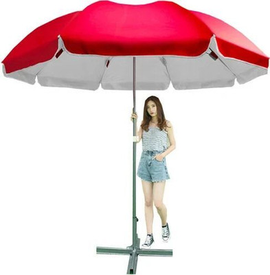 Dark Moon Garden Umbrella With Stand 7ft Outdoor Big size Umbrella for Shop,Garden SA46 Umbrella(Red)