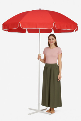 GREEN BIRD Heavy Duty 7FT Garden Umbrella with Stand Sturdy Base Quick Setup Umbrella(Red)