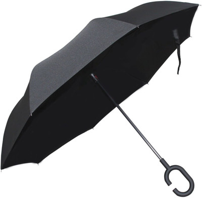 UK Enterprise Double layer Inverted reversible umbrella with C-Shaped Handle Umbrella Umbrella(Black)