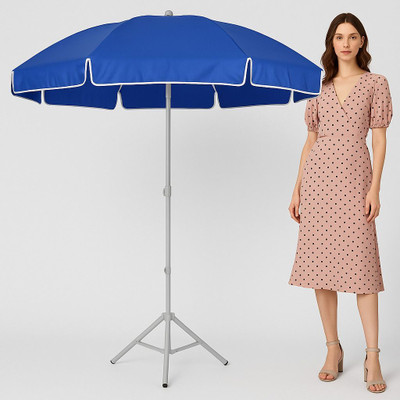 GREEN BIRD 7FT Garden Umbrella with Stand Premium Canopy Rust Proof All Weather Umbrella(Blue)