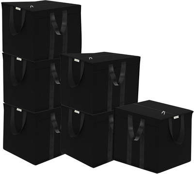 JD FRESH 06 Pieces Nylon Storage Bags/for Blanket/Bedsheets/Strong Handle(Black/85 Litre) Under Bed Storage