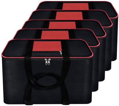 Farhan Enterprises Havvy Dutty Large Maty Bag UnderBed Storage Bag Multi Purpose Foldable Big UNDERBED Storage Bag Blanket Storage Bag Cloth Storage Organizer Blanket Cover with Handles Pack of 5(Black,Red)