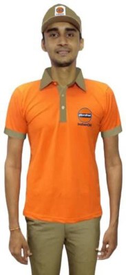 UNISIM Embroidered Men Polo Neck Orange T-Shirt