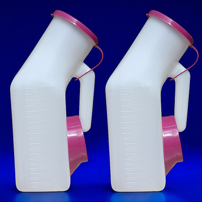 fastro Big Size Urine Pot 1000ml with Lid Convienient to Use for Men Women Pack of 2 Urine Pot(1000 ml White)