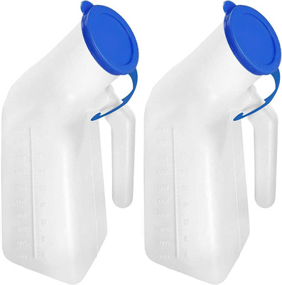 KAPGGRILA Portable Male and Female Urinal Pot, Medical Collection Container Pack Of 2 Urine Pot(1000 ml White)