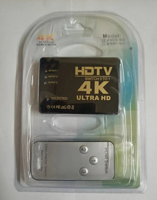 BALRAMA 3 Way HDMI Switch 3x1 with Remote Control 3 Port HDMI Splitter 3 Port IN 1 ONE USB Adapter(Black)