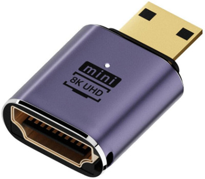 TECPHILE 8K Mini HDMI to HDMI Adapter LED Indicator Gaming Adapter(Purple, For PS2, PS3, PS4, Xbox One)